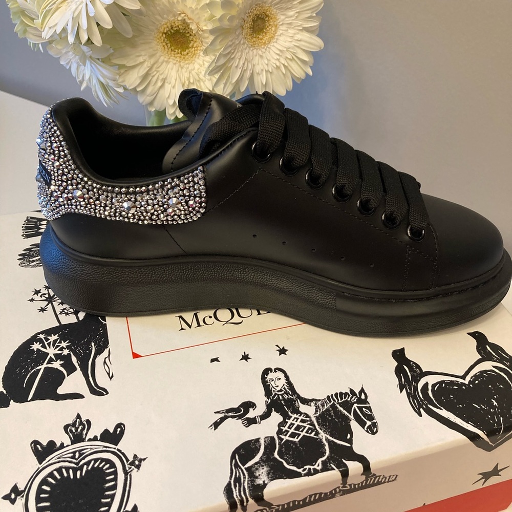 Alexander McQueen Black Rhinestone Encrusted “Dad” Sneaker